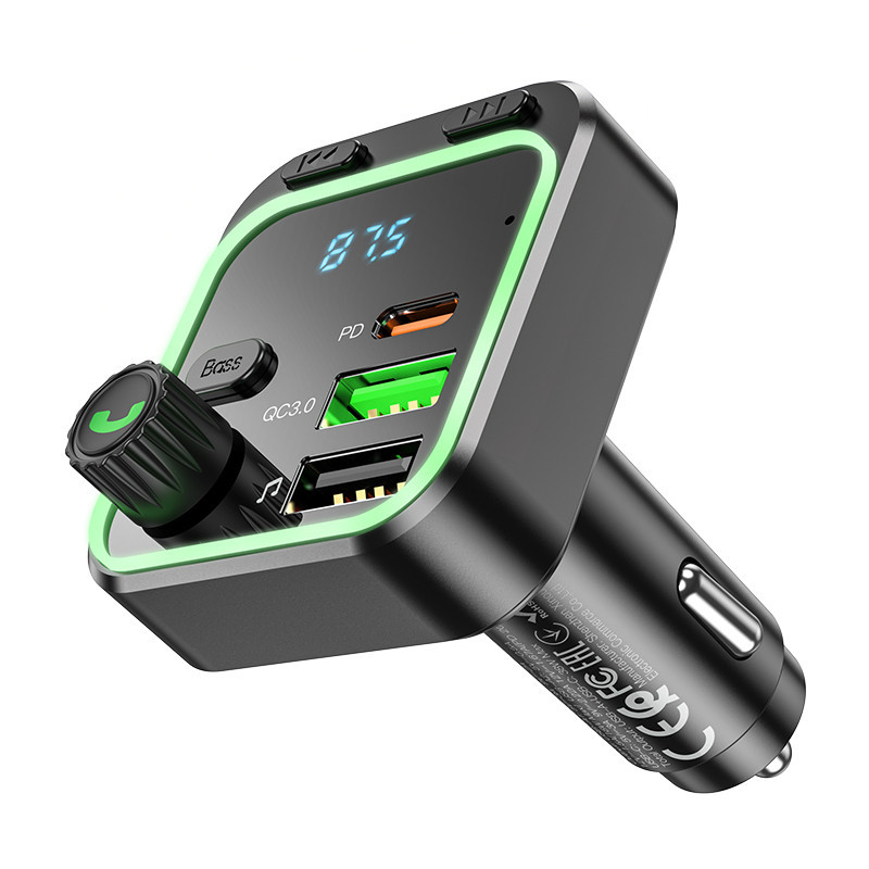 АЗП з FM-модулятором BOROFONE BC53 Highway PD20W+QC3.0 car BT FM transmitter 18W Black Київ - фото 7