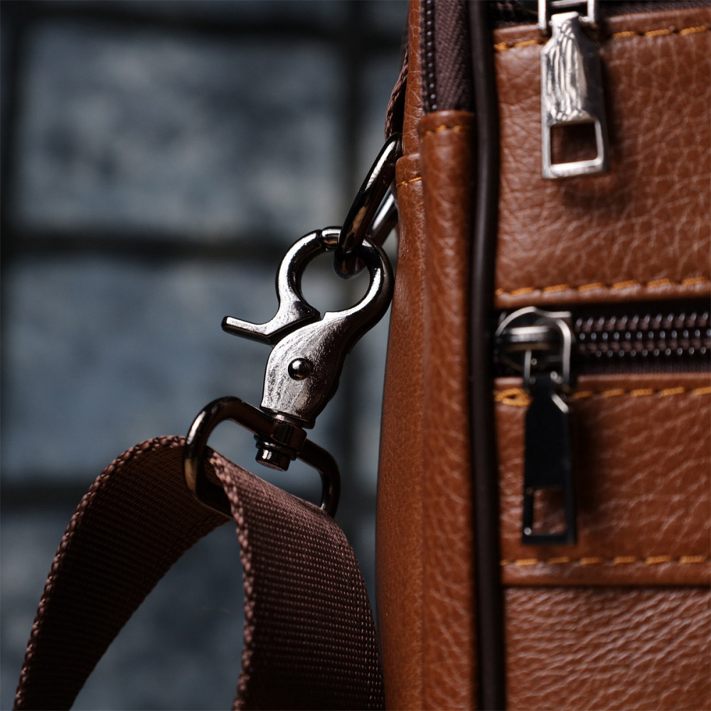 Чоловіча сумка з ручкою для перенесення в руці з натуральної шкіри Світло-коричневий (Vintage) Київ - фото 11