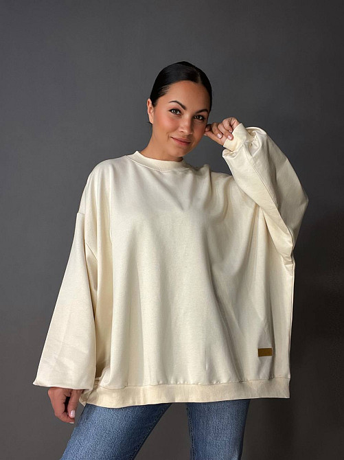 Світшот жіночий MY CITY 3044 широкий оверсайз супер вільного крою великі розміри, молочний, one size Київ - фото 1