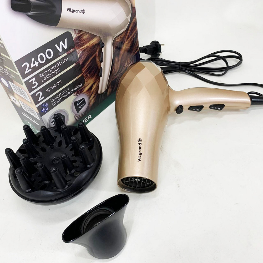 Зручний фен для укладання волосся VILGRAND VHD 2424TI 2400 Вт, Фен для дому та салону TX-50 Львів - фото 8