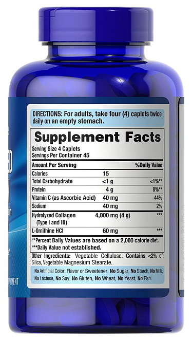 Коллаген для суставов Puritan's PrideHydrolyzed Collagen 1000 мг 180 таб Киев - изображение 2