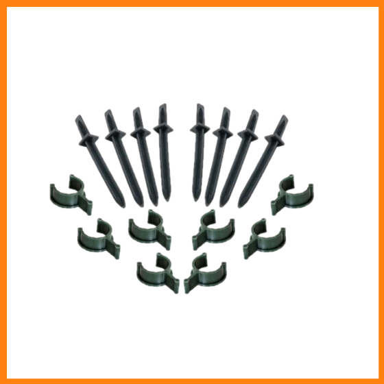 Комплект (кілочки 10 + кліпси 10 + дуги 5) для парника-теплиці, комплект для збирання парника з дуг Дніпро