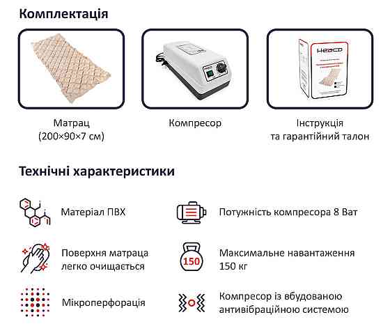 Протипролежневий матрац з компресором M05 Дніпро