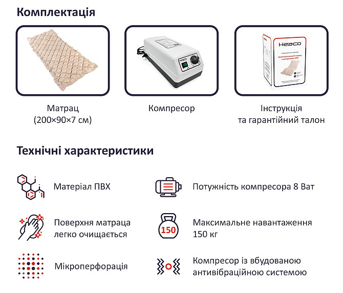 Протипролежневий матрац з компресором M05 Дніпро - фото 5
