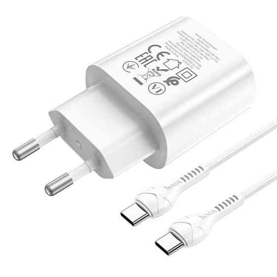 Мережевий зарядний пристрій з кабелем HOCO N22 Jetta PD25W charger set(Type-C to Type-C)(EU) White Одеса