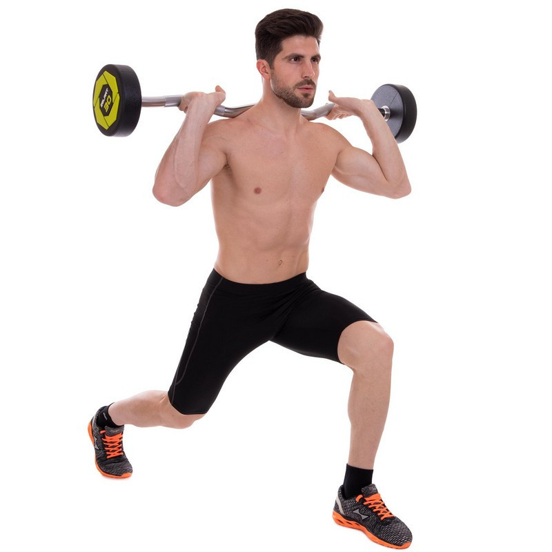 Штанга фиксированная изогнутая полиуретановая Zelart 2690-30 длина 107 см 30 кг Киев - изображение 8