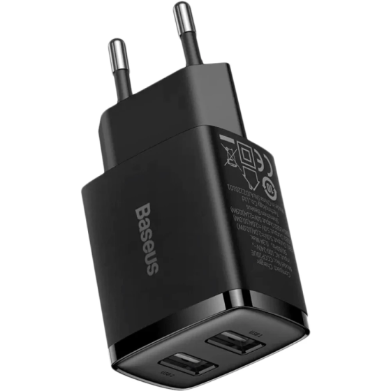 Мережевий зарядний пристрій Baseus Compact Charger 2U 10.5W EU, колір чорний CCXJ010201 Одеса