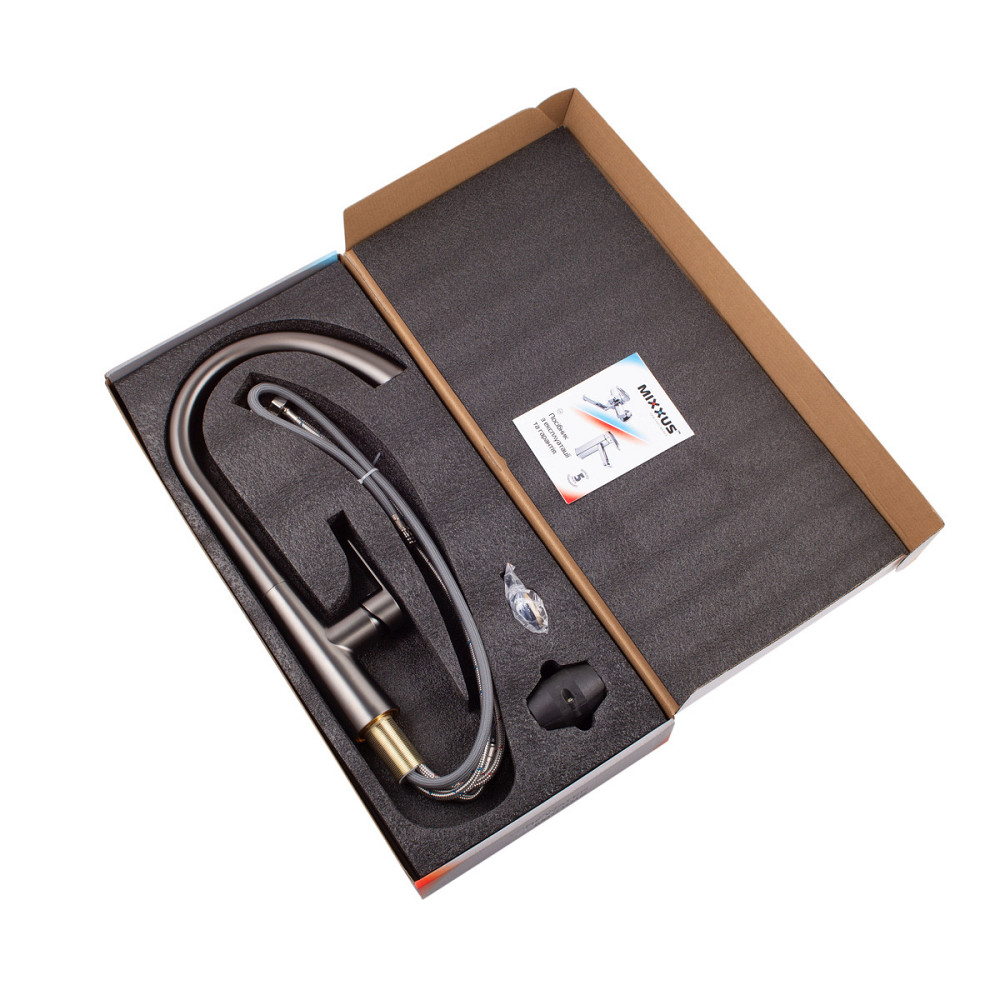 Кухонний змішувач з висувним виливом Mixxus Premium WARTA 014 GRAPHITE MI6957 Харків - фото 7