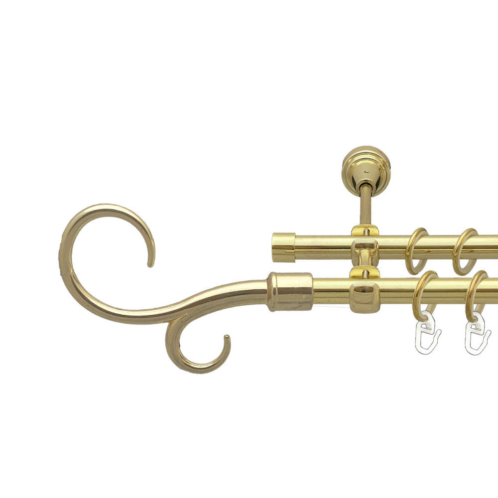 Карниз Orvit Гак Подвійний металевий дворядний відкритий Золото 16\16 мм 160 см (00-00014195) Львів - фото 1