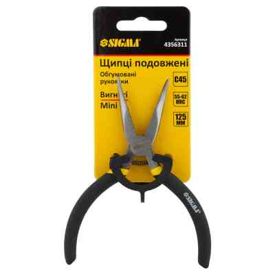 Плоскогубцы Sigma длинногубцы изогнутые 125мм обрезиненные рукоятки Mini (4356311) Винница
