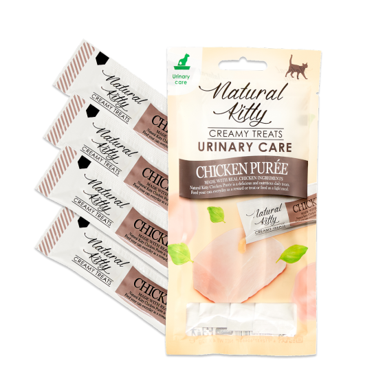 Крем-снек для кішок Natural Kitty Fuctional Treat Chicken Puree Urinary Care куряче пюре (догляд за сечовивідними шляхами) 4 х12 г Вінниця