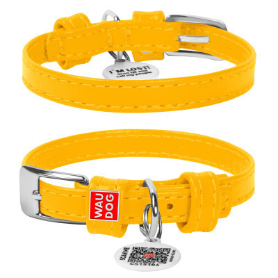 Ошейник для животных WAUDOG Glamour с QR паспортом без украшений Ш 25 мм Д 38-49 см желтый (33048) Винница - изображение 1