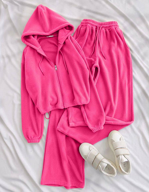 Жіночий прогулянковий костюм-двійка турецький велюр Малиновий, 46/50 Одеса - фото 1