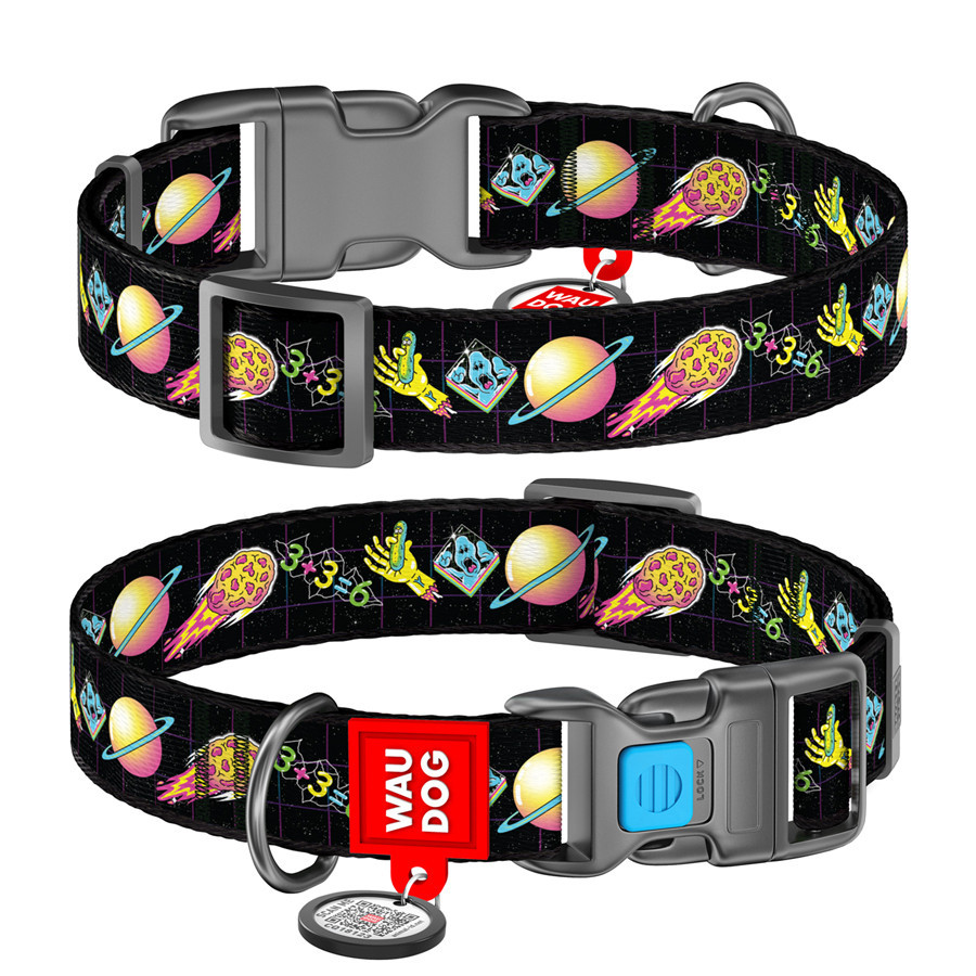 Нашийник для собак нейлоновий WAUDOG Nylon з QR-паспортом, малюнок "Рік і Морті 3", пластиковий фастекс, L, Ш Вінниця - фото 1