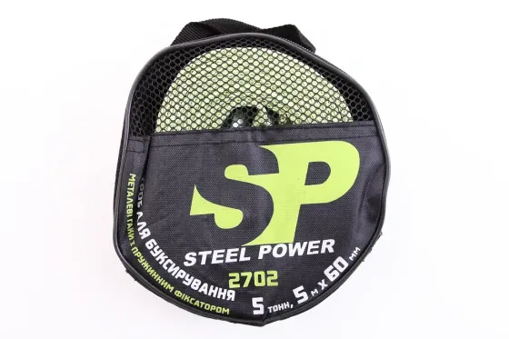 Трос буксировочный лента  5 т/5.0м/6.0см Steel Power крючки (сумка) Винница