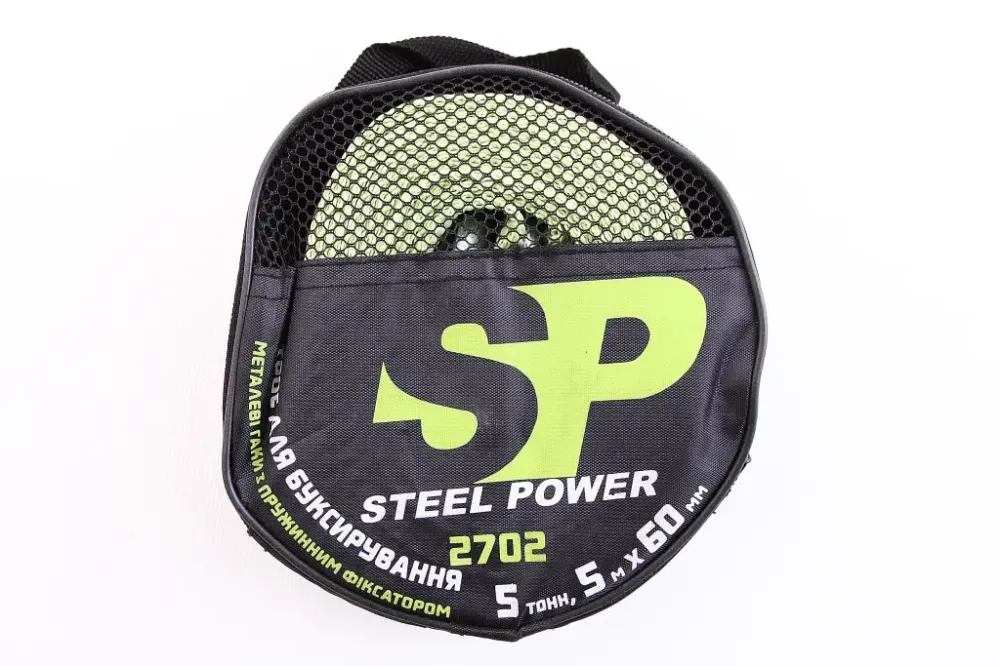 Трос буксировочный лента  5 т/5.0м/6.0см Steel Power крючки (сумка) Винница - изображение 2