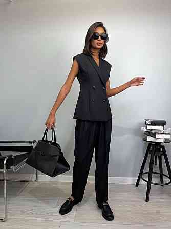 Женский брючный деловой костюм двойка: жилет и штаны костюмка Одесса