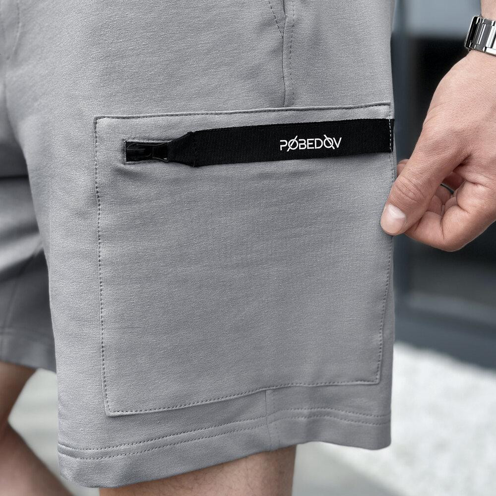 Легкие однотонные стальные мужские шорты Pobedov Line Киев - изображение 4