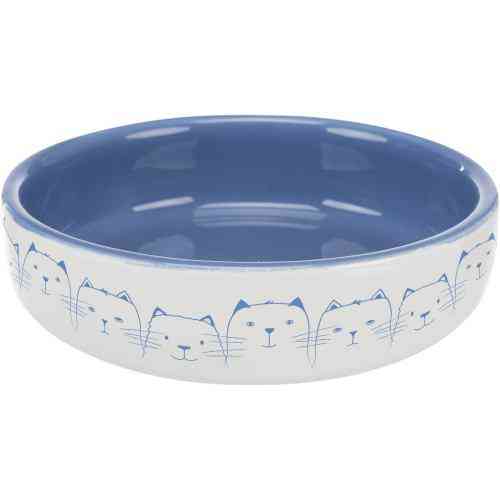 Миска Trixie для котів коротконосих порід, керамічна, 15 см, 300 мл (світло-синя/біла) Київ