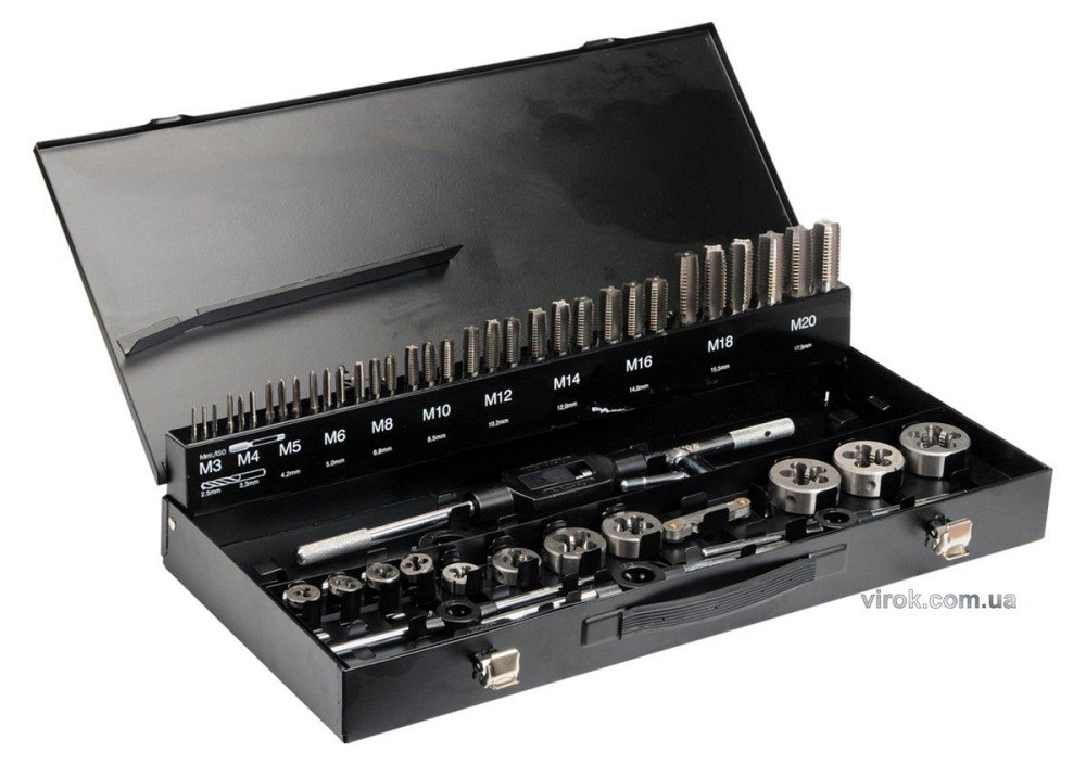 Мітчики і плашки YATO Ø= М3- М20 з воротками і плашкотримачами, 56 елем. [2] Одеса - фото 1