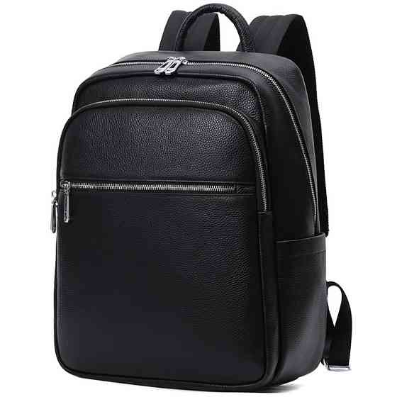 Городской мужской рюкзак из натуральной кожи стильный черного цвета для мужчины удобный Tiding Bag Киев