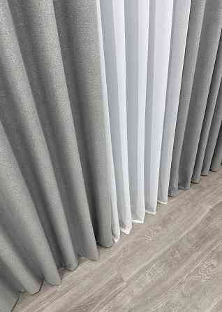 Шторная ткань лен блэкаут 100%, цвет серый 1822ш Киев