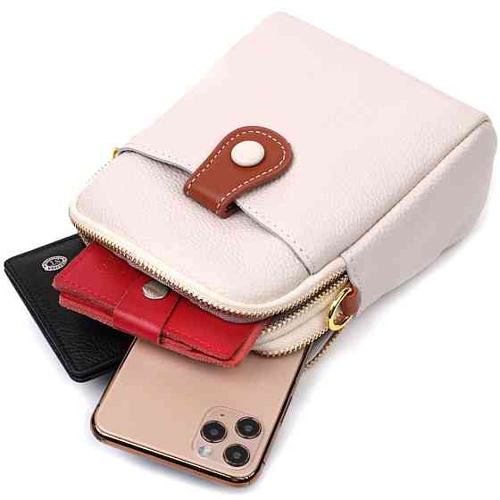 Стильна сумка трапеція для жінок із натуральної шкіри Vintage 22270 Біла Київ