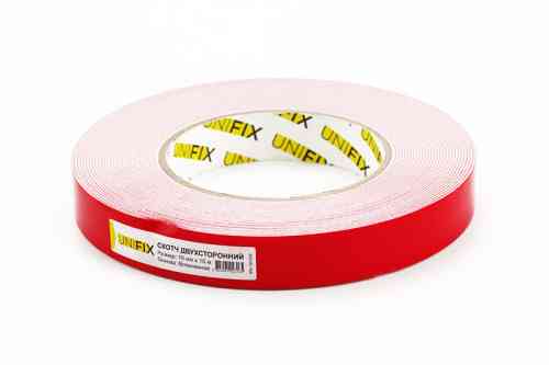 Лента клейкая двухсторонняя на вспененной основе 19мм*10м белая UNIFIX Ровно