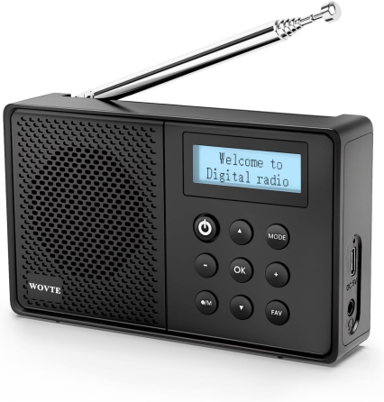 Портативний цифровий радіоприймач WOVTE DAB/DAB+/FM з Bluetooth акумуляторний кишеньковий міні приймач Чорний Київ