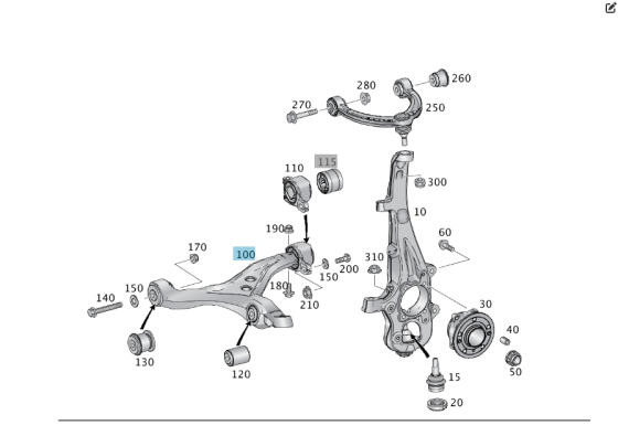 Mercedes-Benz  A2923300700 Поперечний нижній важіль зліва ML/GLE W166 GLE Coupe C292 GL/GLS X166 Одеса