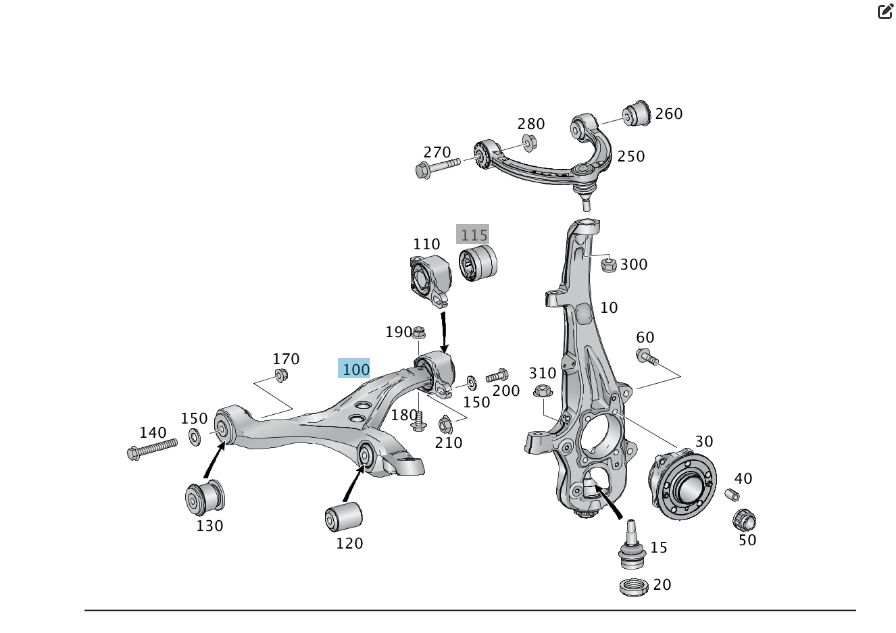 Mercedes-Benz  A2923300700 Поперечний нижній важіль зліва ML/GLE W166 GLE Coupe C292 GL/GLS X166 Одеса - фото 2