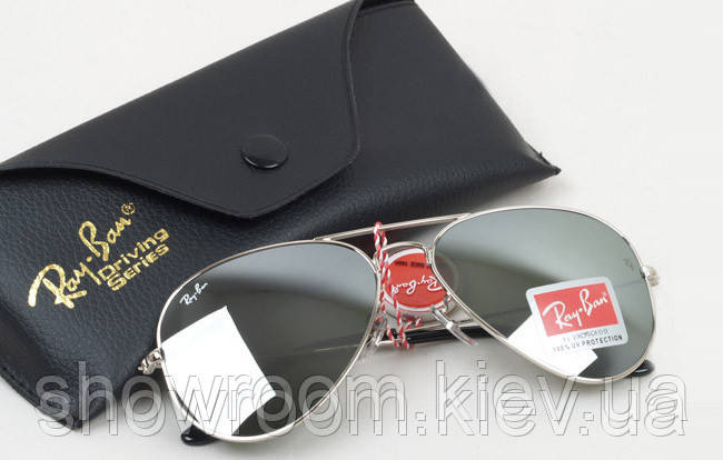 Женские солнцезащитные очки Ray Ban aviator mirror silver (2906) Киев - изображение 3