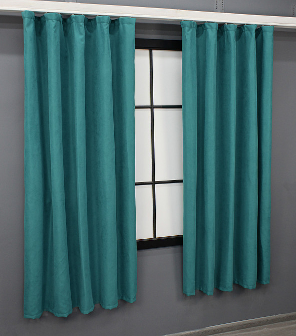 Комплект коротких штор VR-Textil Мікровелюр Petek № 1492ш Бірюзовий 130х170 см 2 шт (35-0214) Київ - фото 3