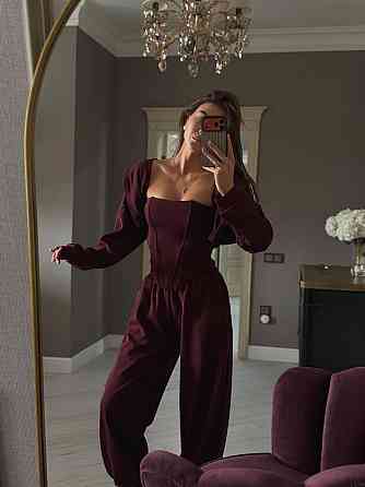 Женский стильный повседневный костюм-тройка турецкая трехнить пенье Одесса