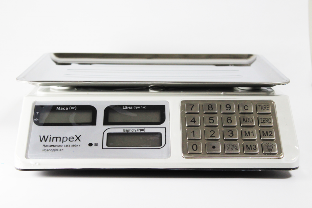 Торговые весы WX-5004 Metal Wimpex 5 до 50 кг с РК дисплеем, автообнулением и аккумулятором 4V/4AH Одесса - изображение 2