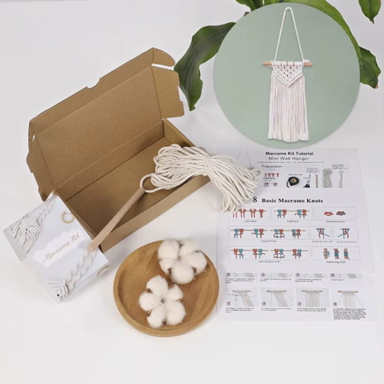 Набір макраме для творчості та ручного в'язання гобелена настінного декору «Міні-панно» 40х15см, білий Кам'янець-Подільський