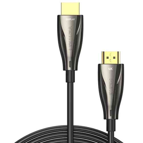 Кабель HDMI M - M, 50.0 м, V2.0, Optical 4K 60Гц 18Gbps Dolby 7.1 PVC Black Zinc Alloy Vention Винница