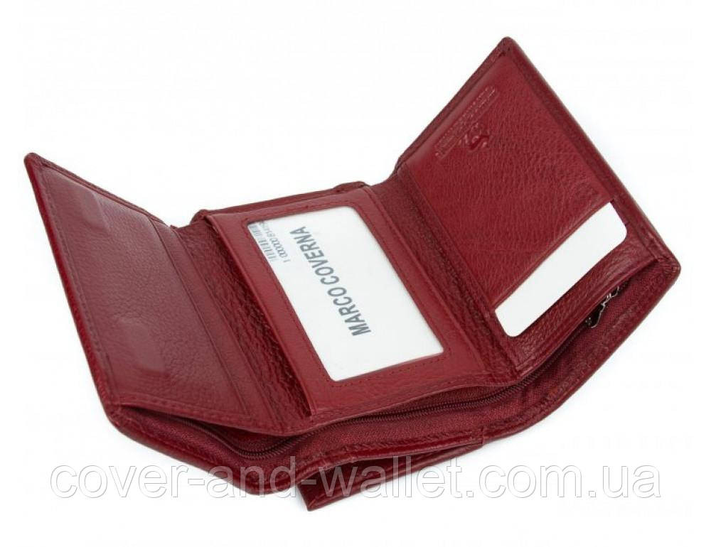 Маленький женский кожаный кошелёк бордового цвета на магнитах Marco Coverna 1419 Киев - изображение 5
