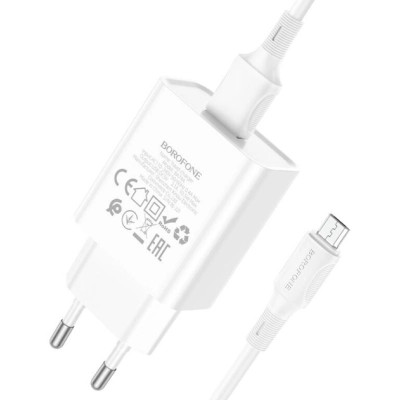 Зарядное устройство BOROFONE BA74A Aspirer USB + cable USB to Micro 5P White (6974443388664) Винница - изображение 2