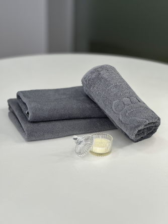 Комплект махровых полотенец + коврик для ног Ideal Textile Сірий Черновцы