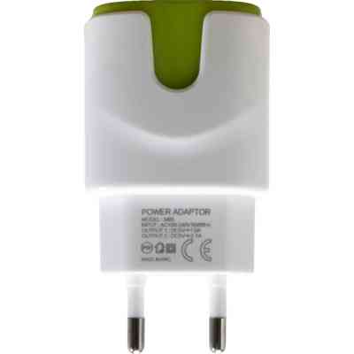 Зарядное устройство Patron 2xUSB 2.0 2A/1A white/green (PN-2USB-220V-G) Винница