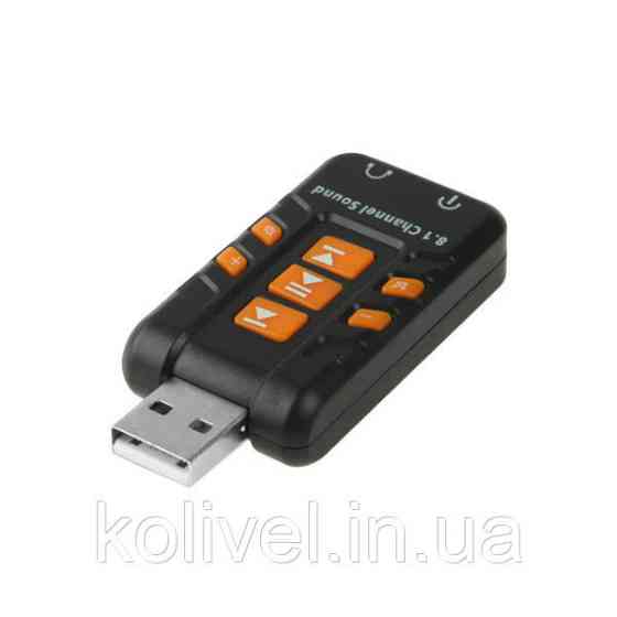Звукова плата USB, Virtual 8.1 Channel чорний, RTL (B00226) Київ