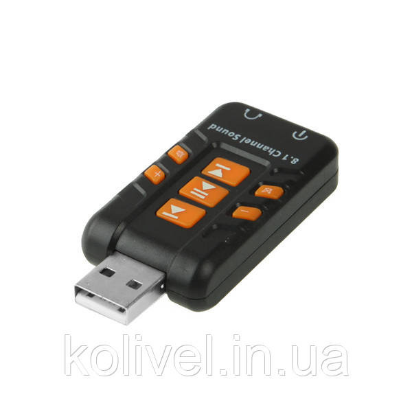 Звукова плата USB, Virtual 8.1 Channel чорний, RTL (B00226) Київ - фото 2