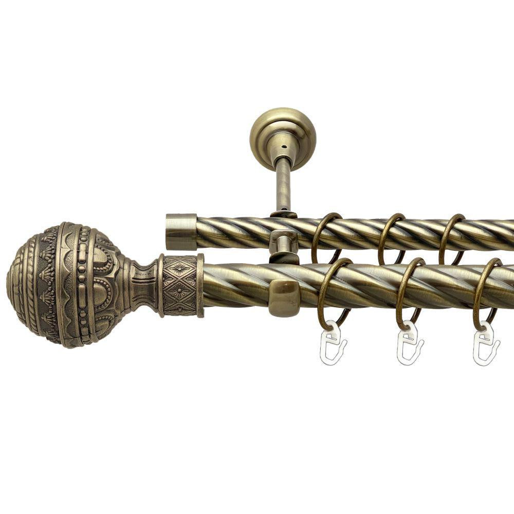 Карниз Orvit Арабеска металевий дворядний відкритий скручена труба кільце металеве Антик 25\19 мм 240 см Львов - изображение 1