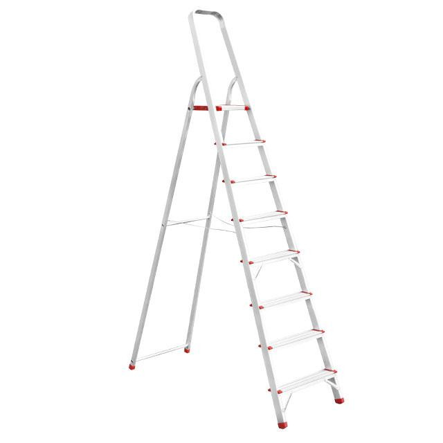 Драбина алюмінієва, 8 сходинок, висота: 2248 мм, висота до платформи: 1720 мм, 150 кг INTERTOOL LT-1008 Київ - фото 9
