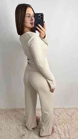Женский трикотажный костюм на тёплую погоду Бежевый M-L Харьков