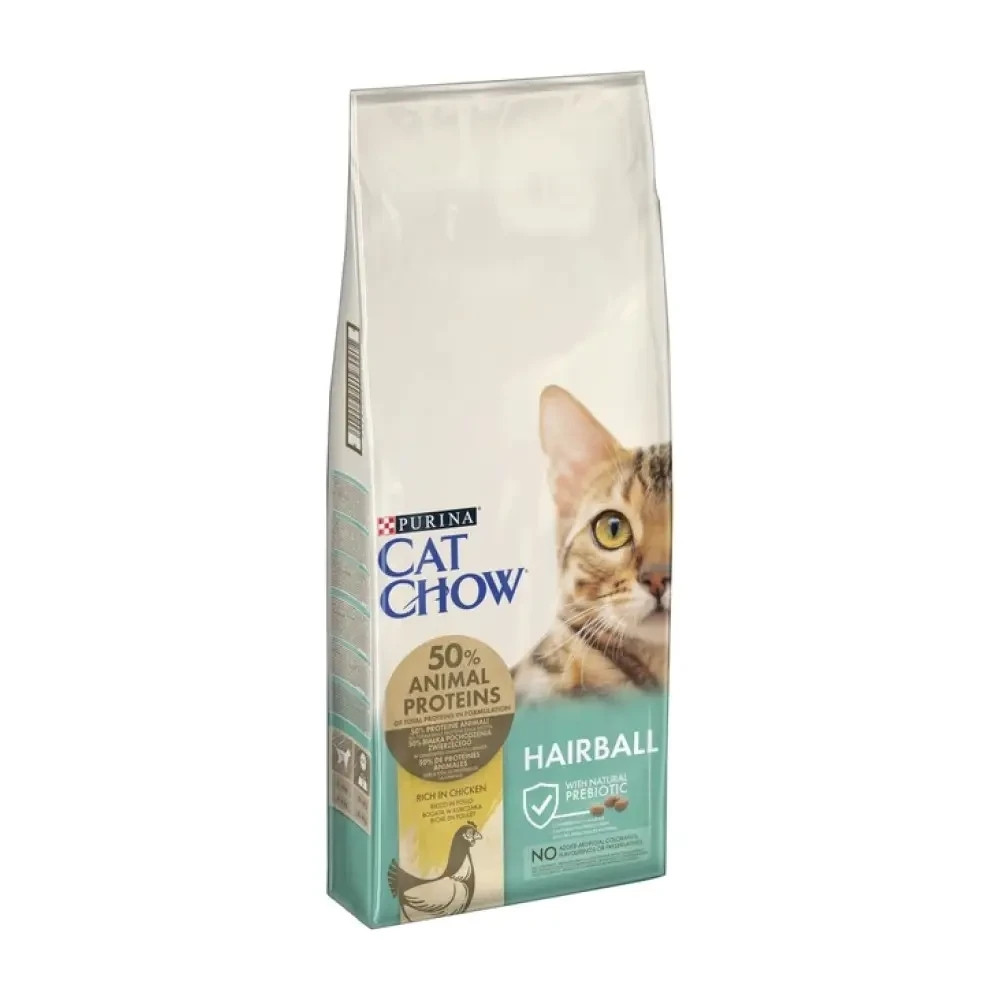 Сухой корм CAT CHOW Hairball для взрослых кошек для уменьшения образования шариков шерсти в пищеварительном тракте, с курицей, 15 кг Киев - изображение 2