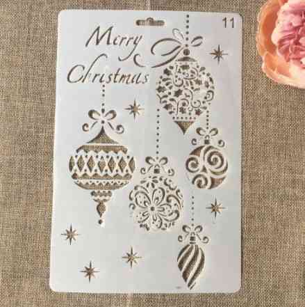 Новогодний трафарет Новогодние игрушки 17 на 26 см серый Киев