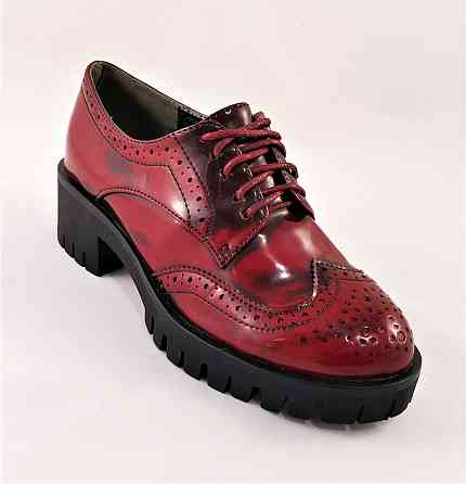 Жіночі Лакові Туфлі Бордо на Тракторній Підошві Сліпони Мокасини Червоні (розміри: 37) — 250 Дніпро