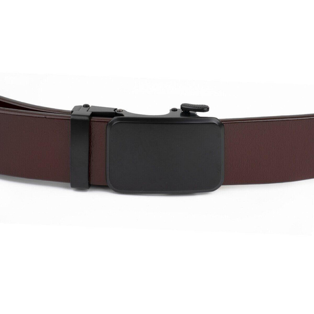 Ремінь чоловічий з чорною пряжкою автомат Vintage 20271 Коричневий Київ - фото 4